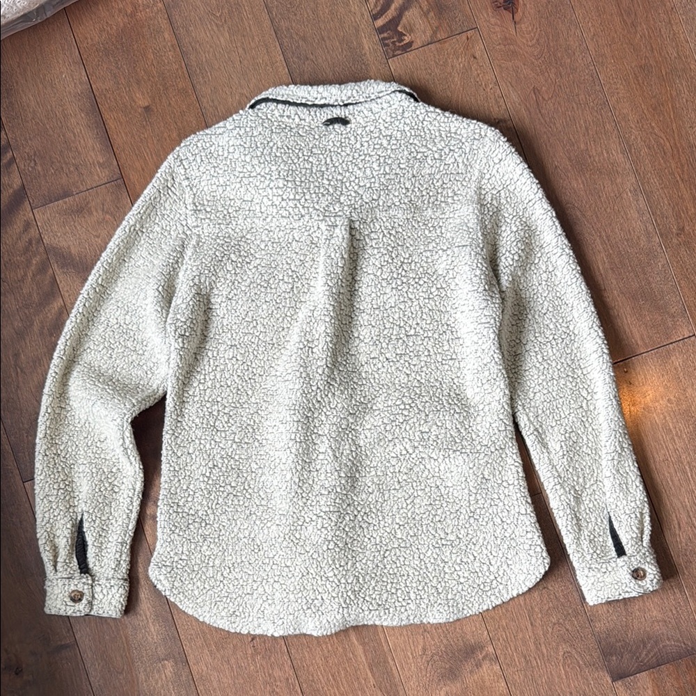 Toad&Co Cream Teddy Jacket Classic Collar Plush Texture - Picture 3 of 4